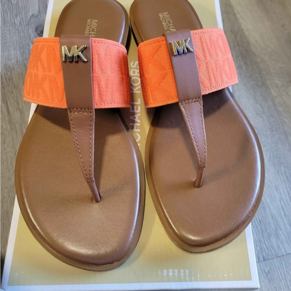 Michael Kors Orange and Brown Sandals